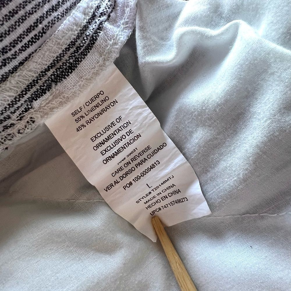 Jolt Black and White Striped Tie Waist Linen Blend Pants - Picture 11 of 12